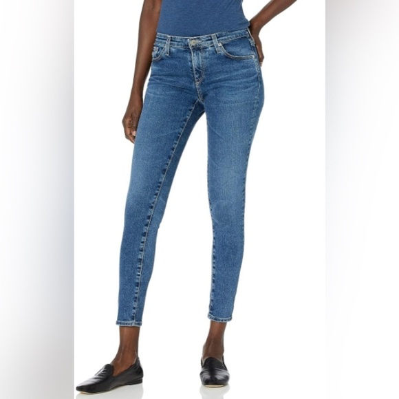 Adriano Goldschmied Blue Cropped Ankle Stretch Legging Skinny Jeans EUC Size 28 - Picture 1 of 10